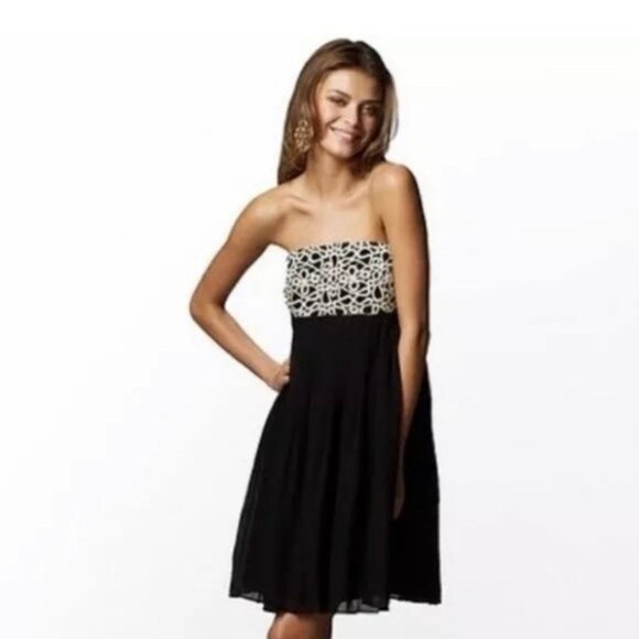 Lilly Pulitzer Black Gold Silk Chiffon Jillie Dress - Picture 1 of 1